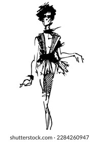 Fashion Woman. Glamour lady. Model in clothes. Fashion design sketch. Vector illustration