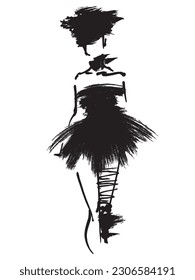 Fashion Woman. Glamour lady. Model in clothes. Fashion design sketch. Vector illustration. Line drawing of a beautiful girl