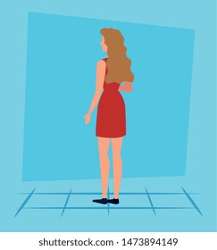 fashion woman with hairstyle and wearing dress design
