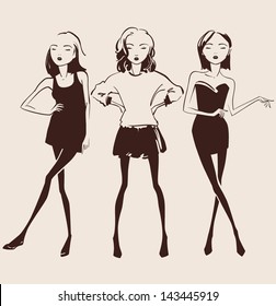 fashion woman hand drawn illustration vector eps 10