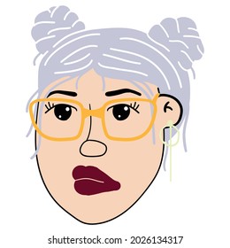 Fashion woman model with glasses. Summer holiday portrait of beautiful girl. Flat trendy illustration. Template for card, poster, banner, print for t-shirt.