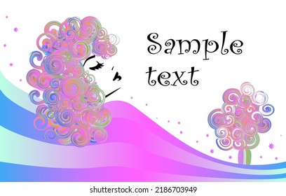 Fashion woman model. Retro clipart woman. Stylish girl with long fashionable hair. Vintage Rock Music Poster cover template. Hairdresser stylist makes beautiful hairstyles. Sketch vector illustration.