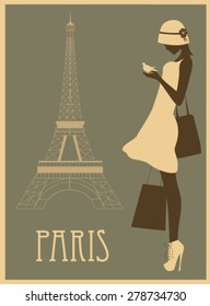 Fashion Woman in Paris France. Vector