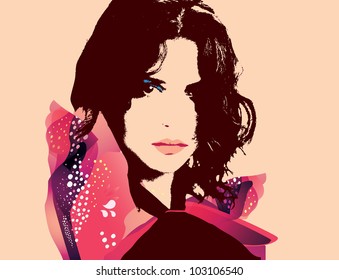 Fashion Woman Portrait-Vector Illustration