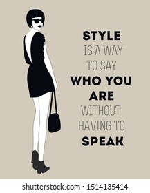 Fashion woman with quote. Vector