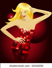 fashion woman  in red dress