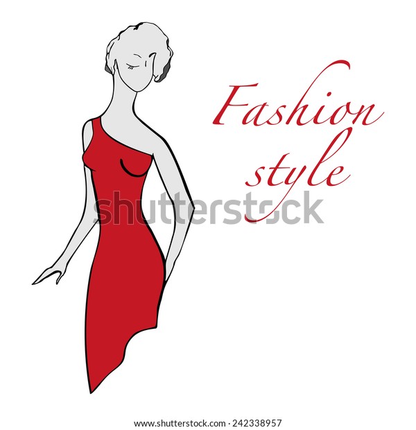 Fashion Woman Red Dress Stock Vector (Royalty Free) 242338957