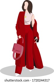 
Fashion. Woman in a red suit