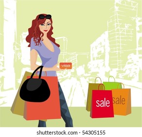  Fashion woman at the shopping