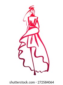 Fashion woman sketch hand drawn , vector illustration