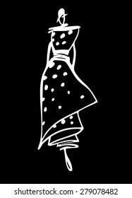 Fashion woman sketch hand drawn , black and white vector illustration