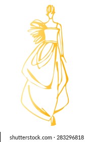 Fashion woman sketch hand drawn , vector illustration