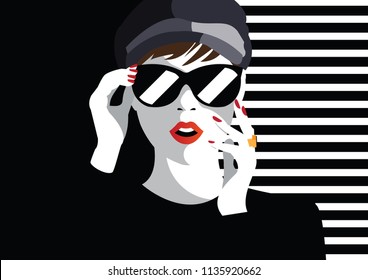 Fashion Woman Style Pop Art Vector Stock Vector (Royalty Free) 1197578494