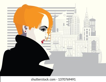 Fashion woman in style pop art in New York.