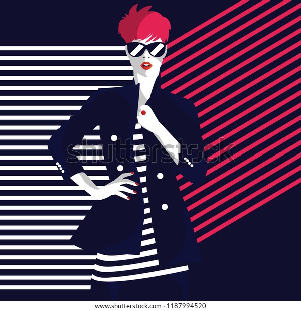 Fashion Woman Style Pop Art Vector Stock Vector Royalty Free