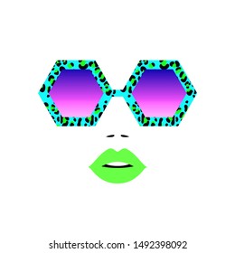 Fashion woman in stylish sunglasses with leopard print pattern, abstract wallpaper background. Vector illustration. 