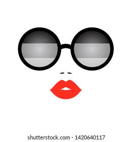 Fashion woman in stylish sunglasses, print pattern for t-shirt, abstract wallpaper background. Beauty logo. Vector illustration. 