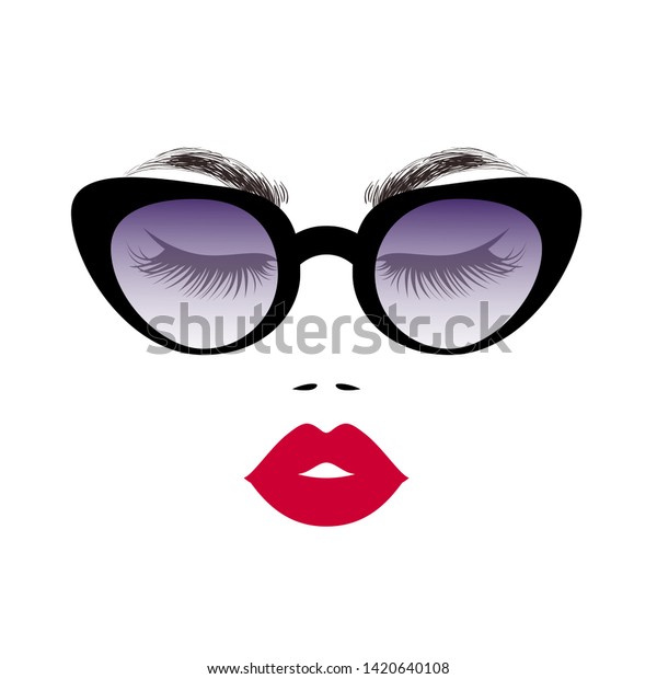 抽象的な壁紙の背景にスタイリッシュなサングラスをかけたファッション女性 Tシャツのプリントパターン 美人のロゴ ベクターイラスト のベクター画像素材 ロイヤリティフリー 1420640108