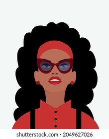 Fashion woman in sunglasses in flat style. Vector illustration