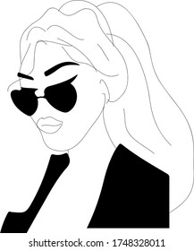 fashion woman vector illusration, glasses, lips, black and white 