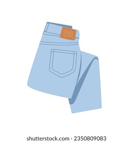 Mujeres De Moda Jeans Aislados. Pantalones de Denim Azul en estilo plano. Ilustración vectorial.