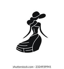 fashion women logo of beauty girl silhouette clipart vector, boutique store icon, clothing shop symbol. isolated on white background.