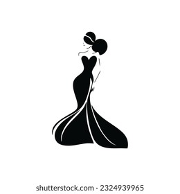 fashion women logo of beauty girl silhouette clipart vector, boutique store icon, clothing shop symbol. isolated on white background.