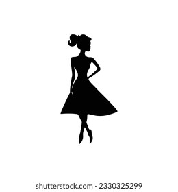 Fashion women Logo of beauty portrait silhouette clipart vector, boutique store icon, clothing shop symbol. isolated on white background.