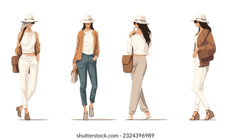 Fashion women normcore vector 2d illustration 