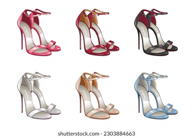 Fashion Women shoes, High Heels Sandals, Luxury Shoes. Footwear Collection. Fashion Blog Design Concept