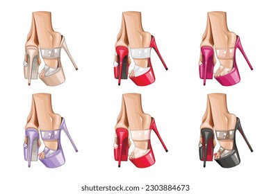 Fashion Women shoes, High Heels Sandals, Pole Dance Shoes. Footwear Collection. Fashion Blog Design Concept