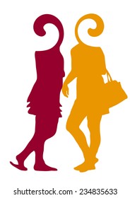 Fashion women silhouettes, abstract heads form.