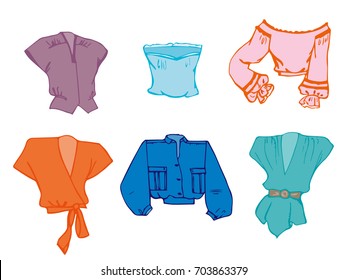 Fashion. Women's clothing in retro style. Vector illustration on a white background.