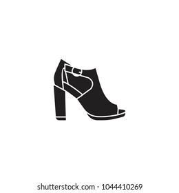 Fashion womens shoe in silhouette style isolated on white background. Fashion female shoes isolated vector illustration