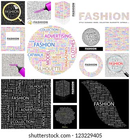 FASHION. Word collage. GREAT COLLECTION.