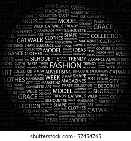 Fashion Word Collage On Black Background Stock Vector (Royalty Free ...