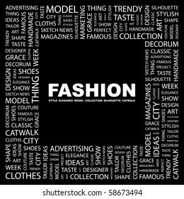 Fashion Word Collage On Black Background Stock Vector (Royalty Free ...