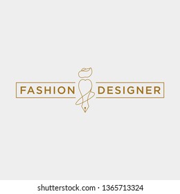 fashion writer or designer in simple line logo template vector illustration icon element