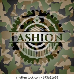 Fashion written on a camouflage texture