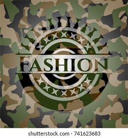 Fashion written on a camouflage texture