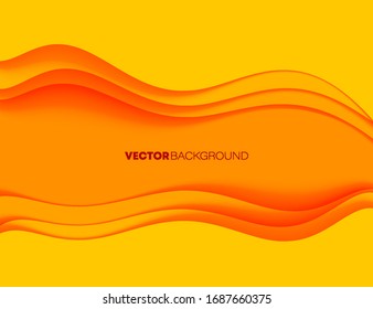 Papel amarillo de moda acorta el fondo de diseño de la ola de lujo. Pancarta de dibujo de la ilustración del vector EPS10