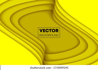 Papel amarillo de moda acorta el fondo de diseño de la ola de lujo. Pancarta de dibujo de la ilustración del vector EPS10