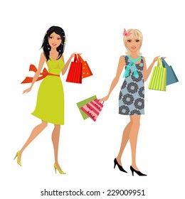fashion young women with purchase for your design