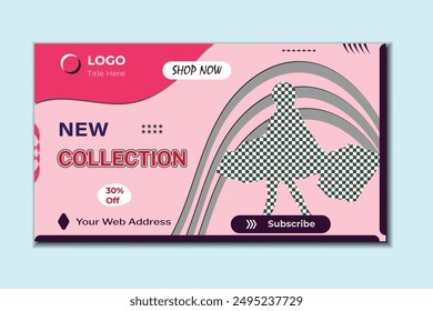 Fashion YouTube Thumbnail Template Design. Flat abstract business YouTube thumbnail template.