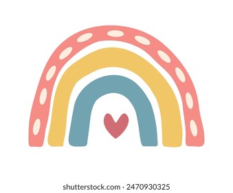 Fashionable abstract background with a heart,a rainbow. Trending, summer poster, card. an isolated element on a white background. for print, social networks, blog post, template, banner. vector art 