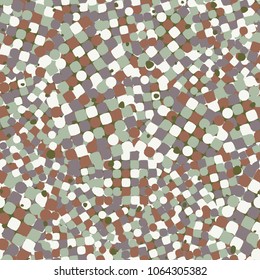Fashionable abstract background. Multicolor texture. Squares, circles and intermediate forms.