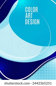 Fashionable abstract background. Overlay of shapes, fluids, dots, halftones. Bright colors. Template for your design. Vector illustration.