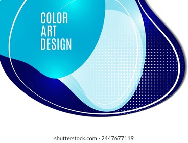 Fashionable abstract background. Overlay of shapes, fluids, dots, halftones. Bright colors. Template for your design. Vector illustration.