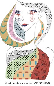 Fashionable Abstract Lady - Modern Art -Vector Illustration