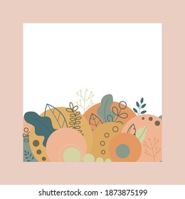 Fashionable abstract square art template with floral and geometric elements. Suitable for social media posts, mobile apps, banner design, and web advertising. Modern vector illustration
